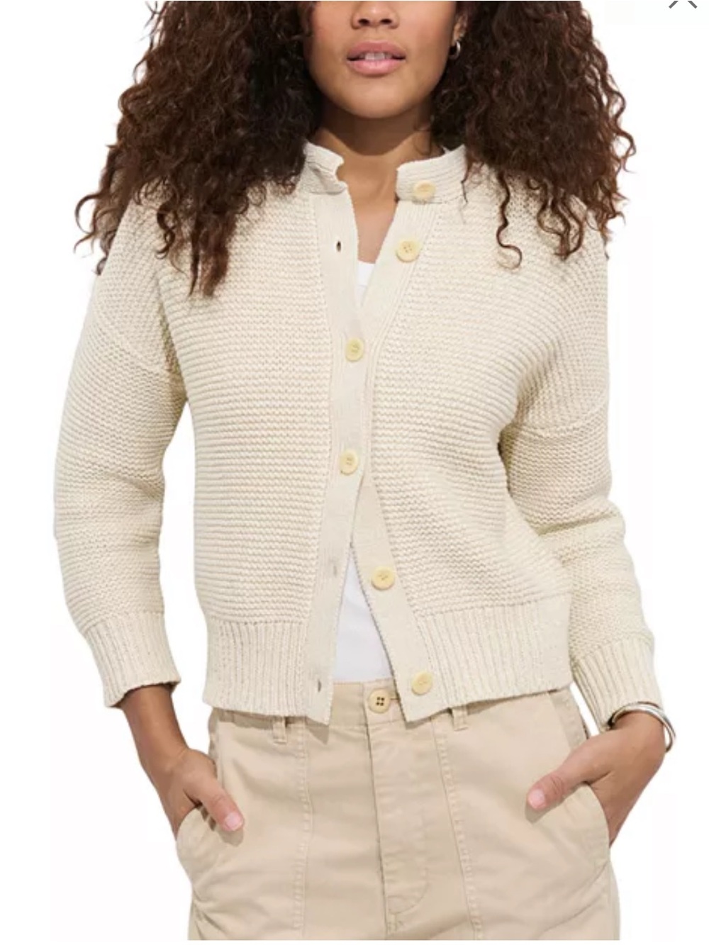 Alex Mill Cream Nico Crewneck Cotton Cardigan Ivory